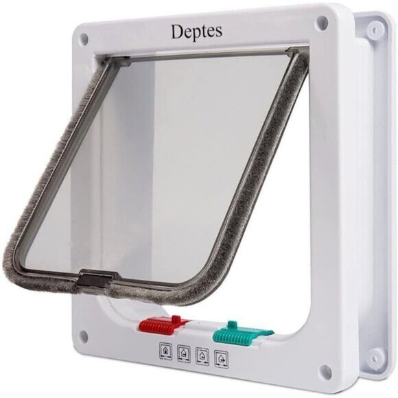Depets Magnetic Cat Flap Door Medium White 4-Way Locking Weatherproof Pet Entry - Picture 7 of 9